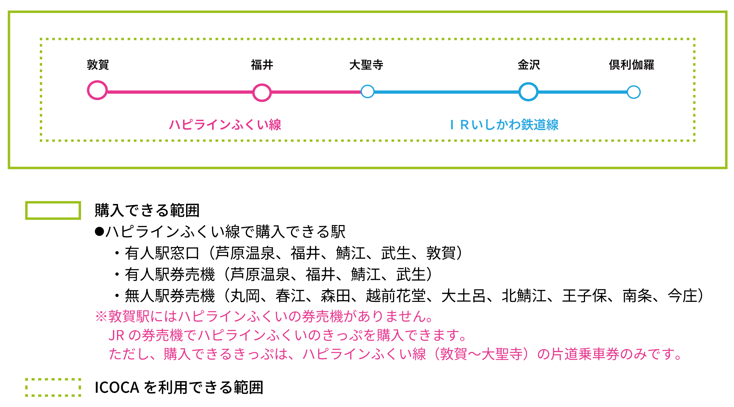 普通乗車券（ハピラインふくい・ＩＲいしかわ鉄道の各駅相互間）